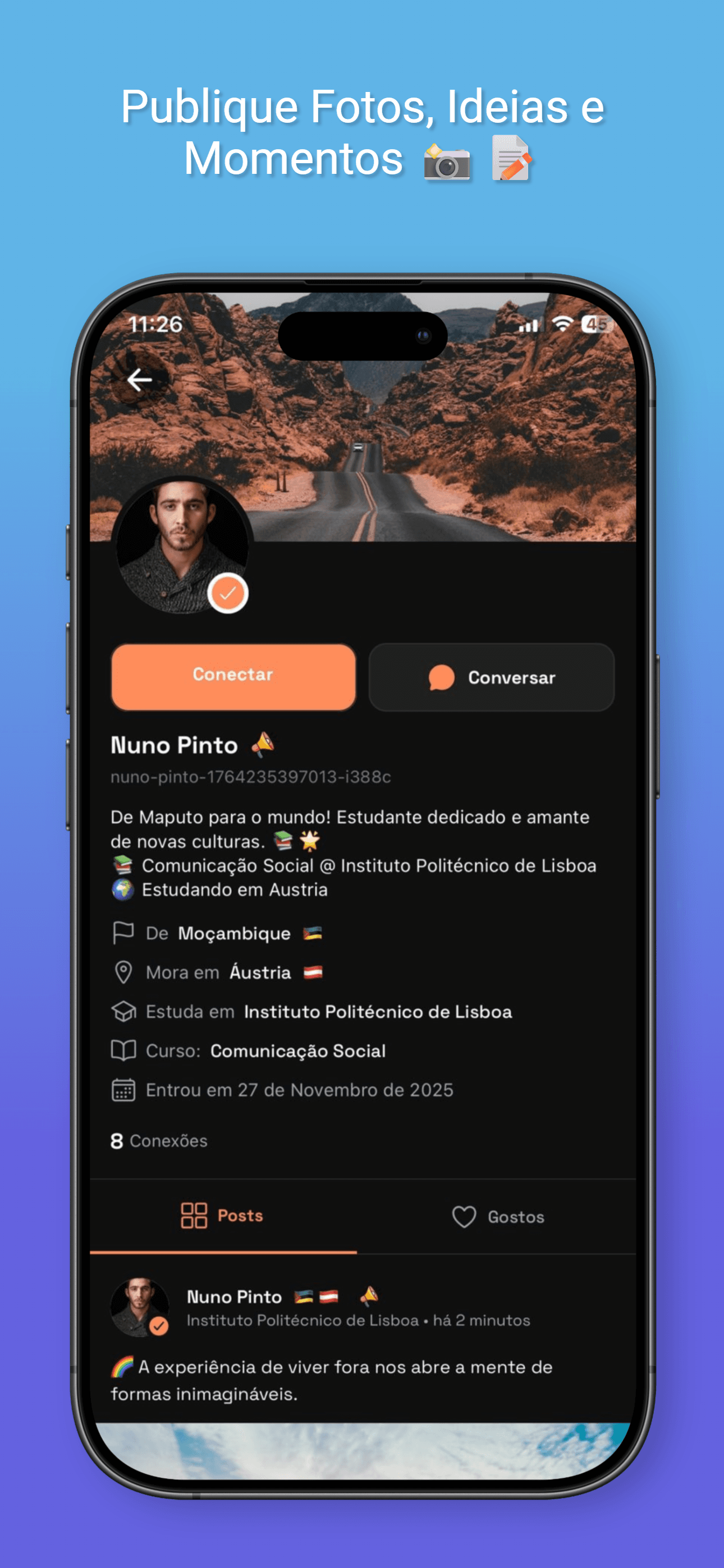 Partilhe experiências e conecte-se